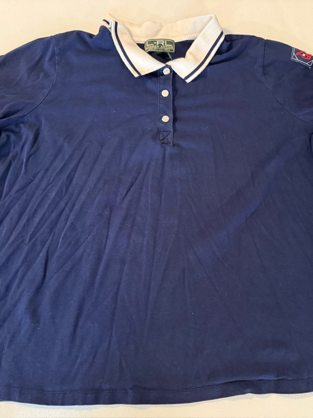 Lauren Ralph Lauren Active women's polo shirt navy blue cotton blend plus size